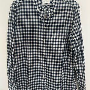 J. Crew Navy and White Checkered Button Down Shirt